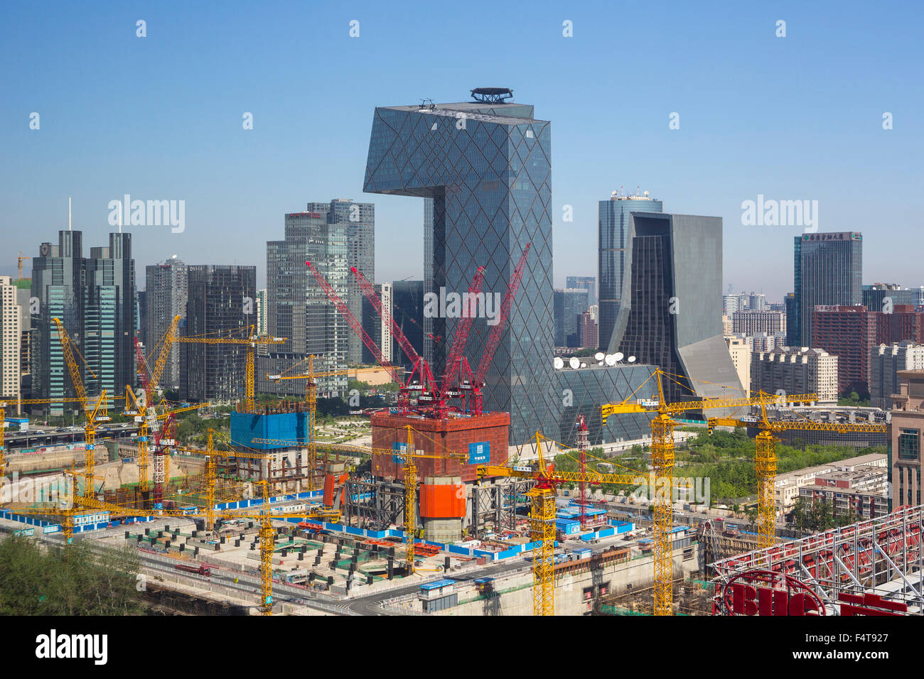 China, Beijing, Peking, City, Guomao District skyline, CCTV Headquarters building, Stock Photo