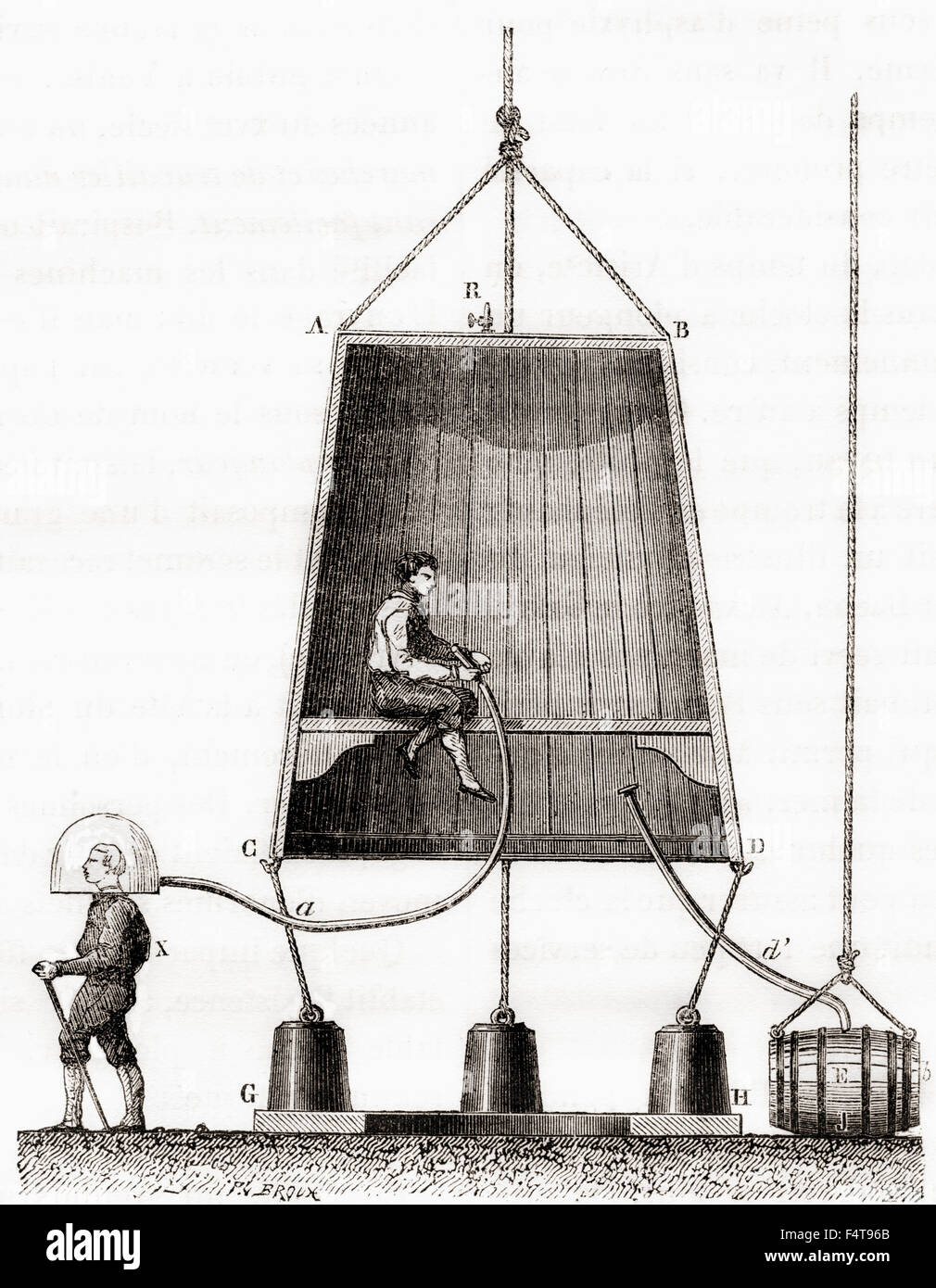 A diving bell built by Halley in 1691.  Edmond or Edmund Halley, 1656 – 1742. English astronomer, geophysicist, mathematician, meteorologist and physicist. Stock Photo