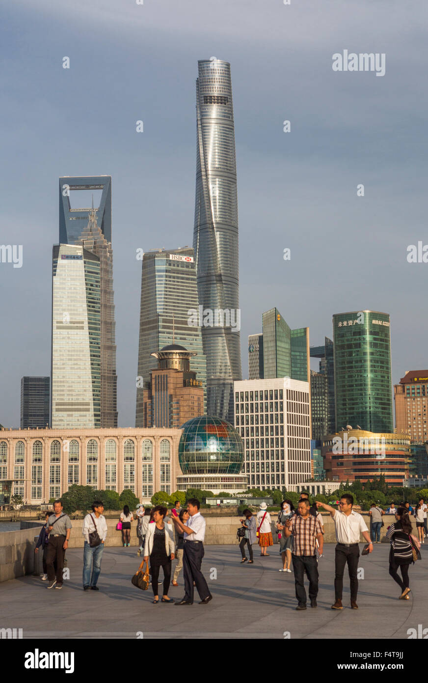 China, Shanghai City, The Bund, World Financial Center and Shanghai Towers Stock Photo