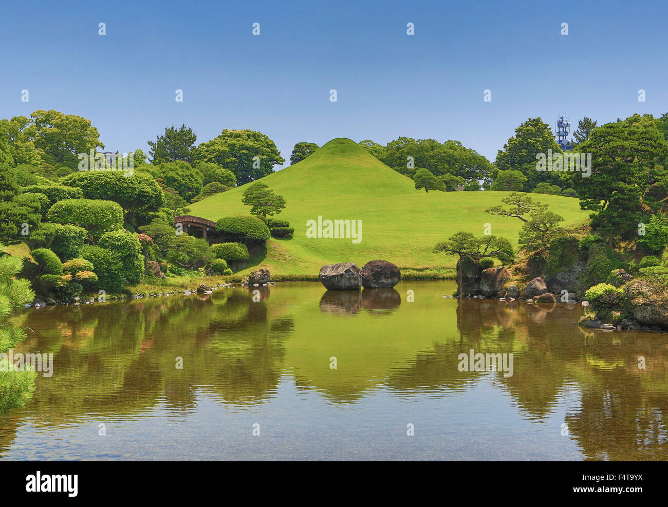 Japan, Kyushu Island, Kumamoto City, Suizenji Garden, Fuji hill. Stock Photo