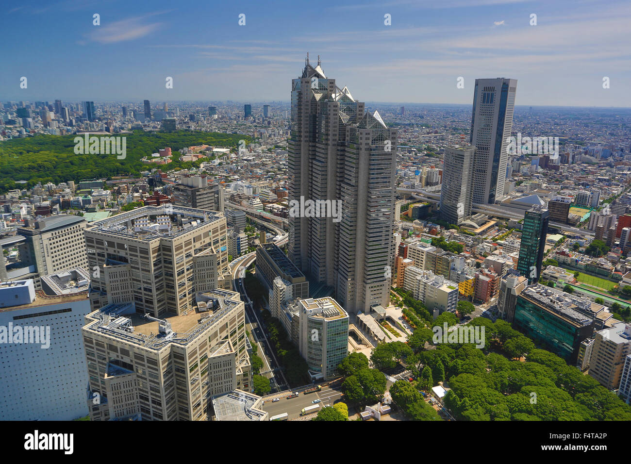 Japan, Tokyo City, Shinjuku District, Park Tower and Tokyo Opera City Stock Photo