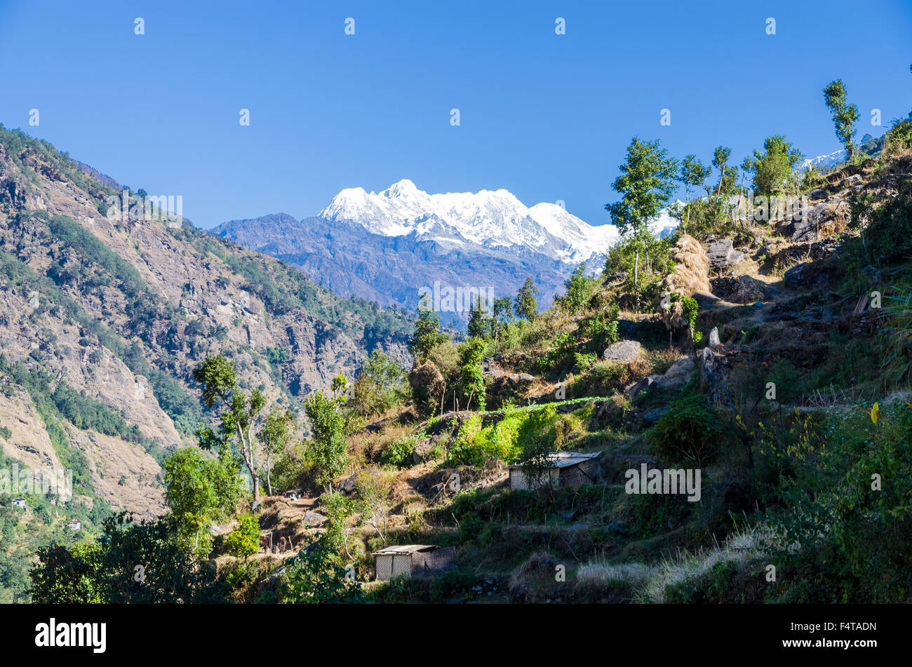 Lumding Himal mountains, seen from above Kinja Stock Photo