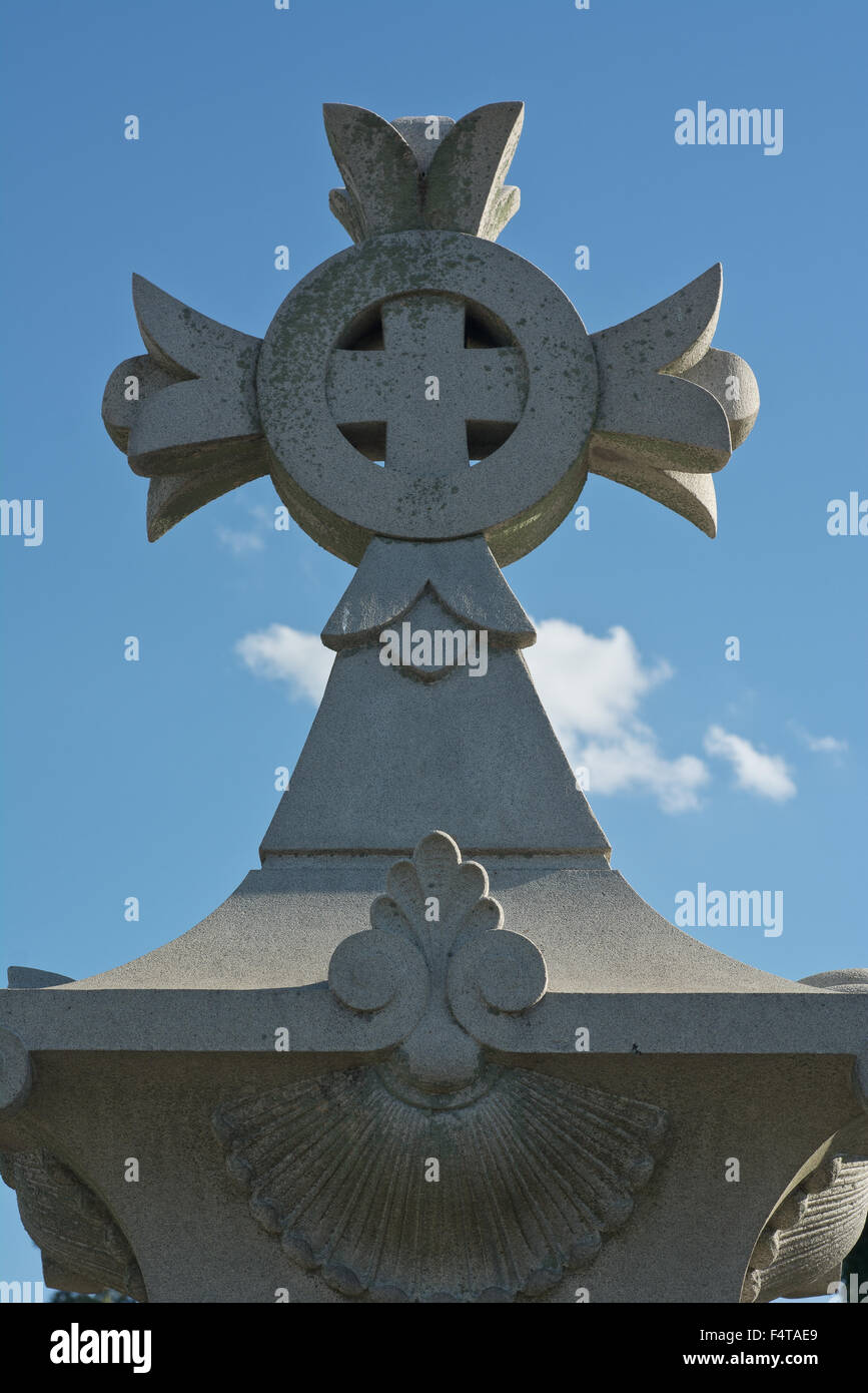 Devotional Cross as Symbol of Christian Faith in a German Cemetery Stock Photo