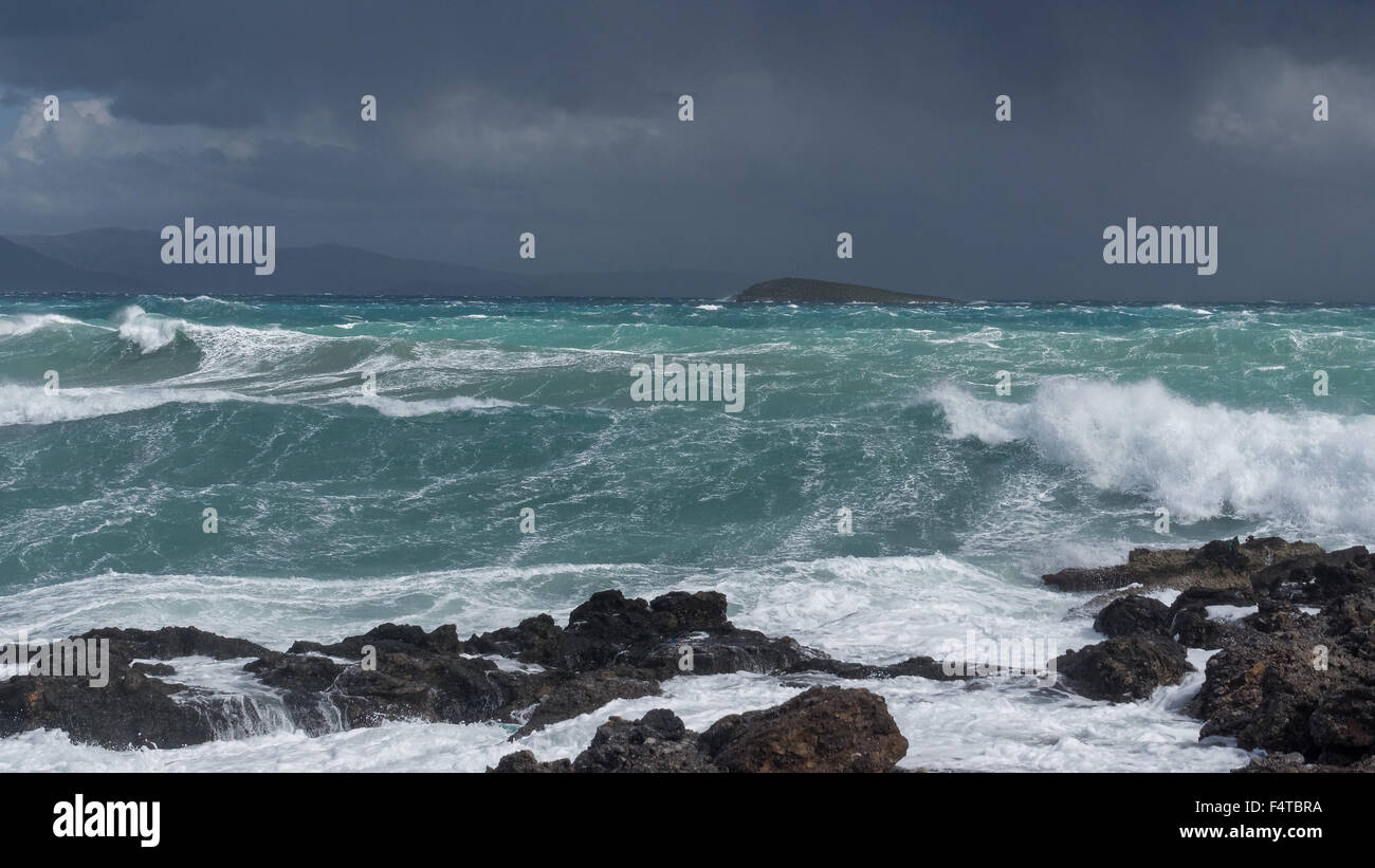 Wild sea at Crete Stock Photo