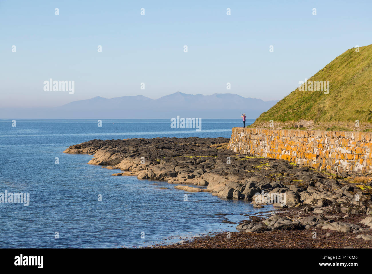 Walking on the Ayrshire Coastal Path, Troon, Scotland, UK Stock Photo