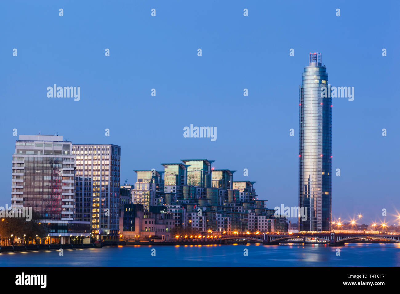England, London, Vauxhall, Saint George Wharf and Vauxhall Tower at Dawn Stock Photo