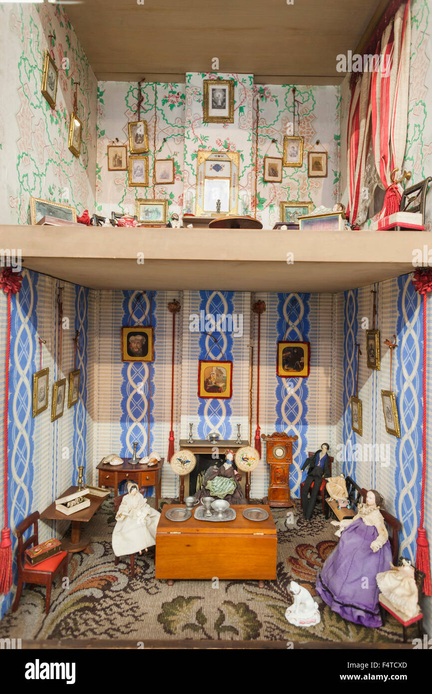 England, London, Bethnal Green, V&A Museum of Childhood, Victorian Dolls House from the 1840's Stock Photo