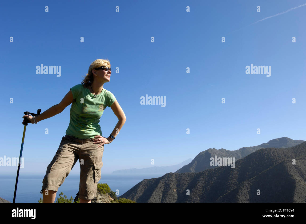 Young woman hiker. La Gomera. Canary Islands. Spain. Europe Stock Photo