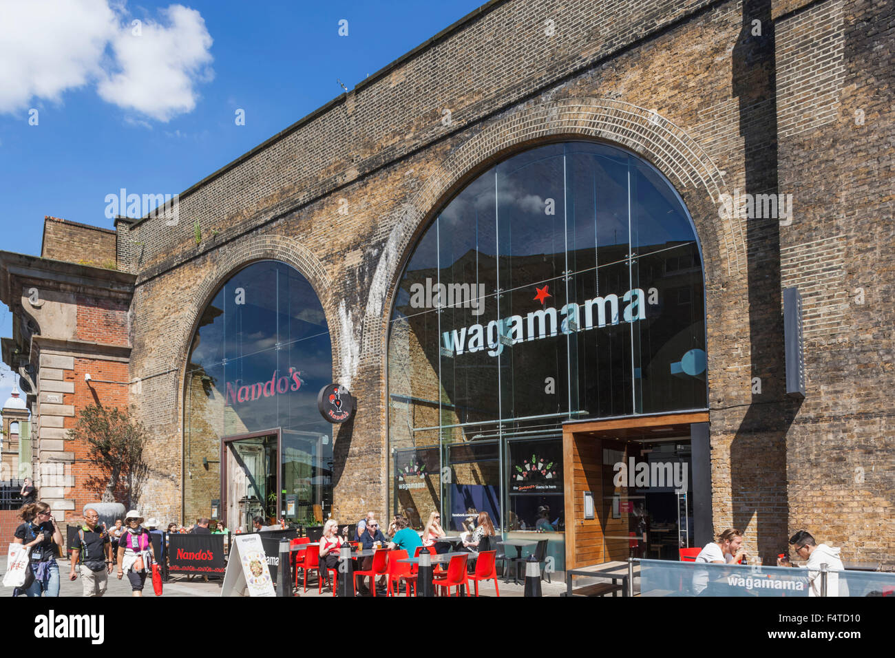 England, London, Southwark, Bankside, Nando's and Wagamama Restaurants Stock Photo