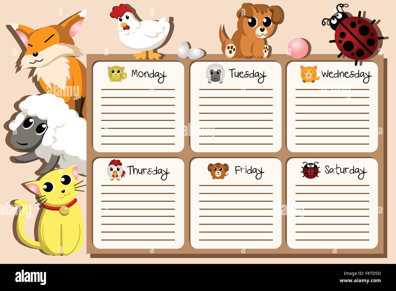 A vector illustration of school timetable design Stock Vector