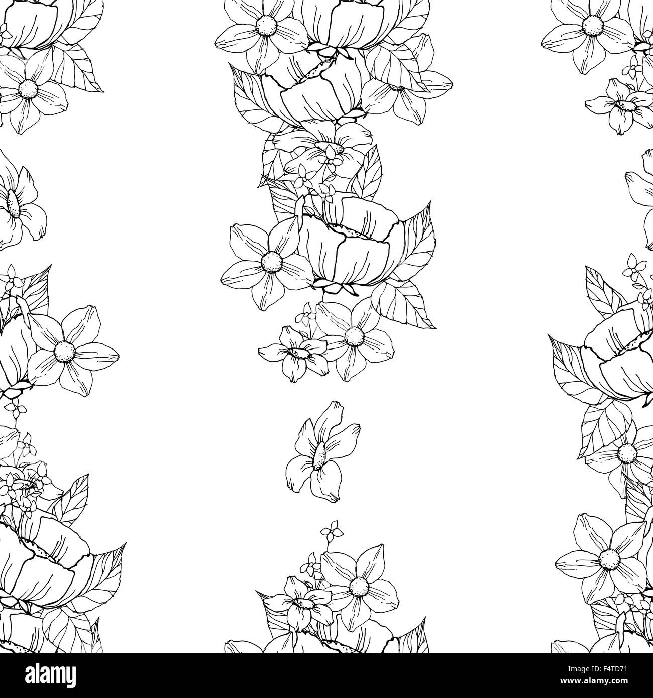 Seamless black and white floral pattern Stock Vector Image & Art - Alamy