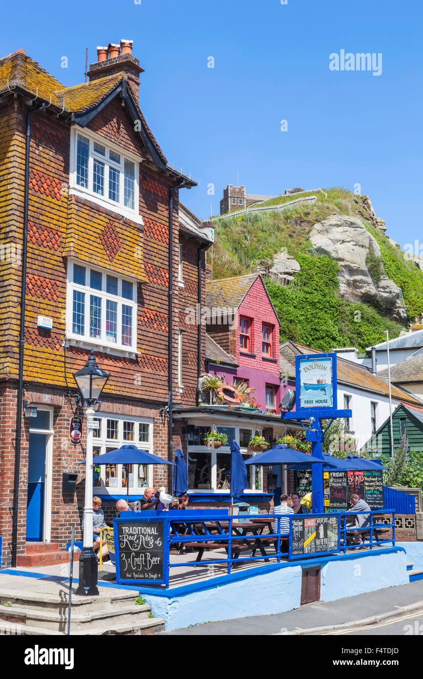 England, East Sussex, Hastings, Old Town, Pub Scene Stock Photo