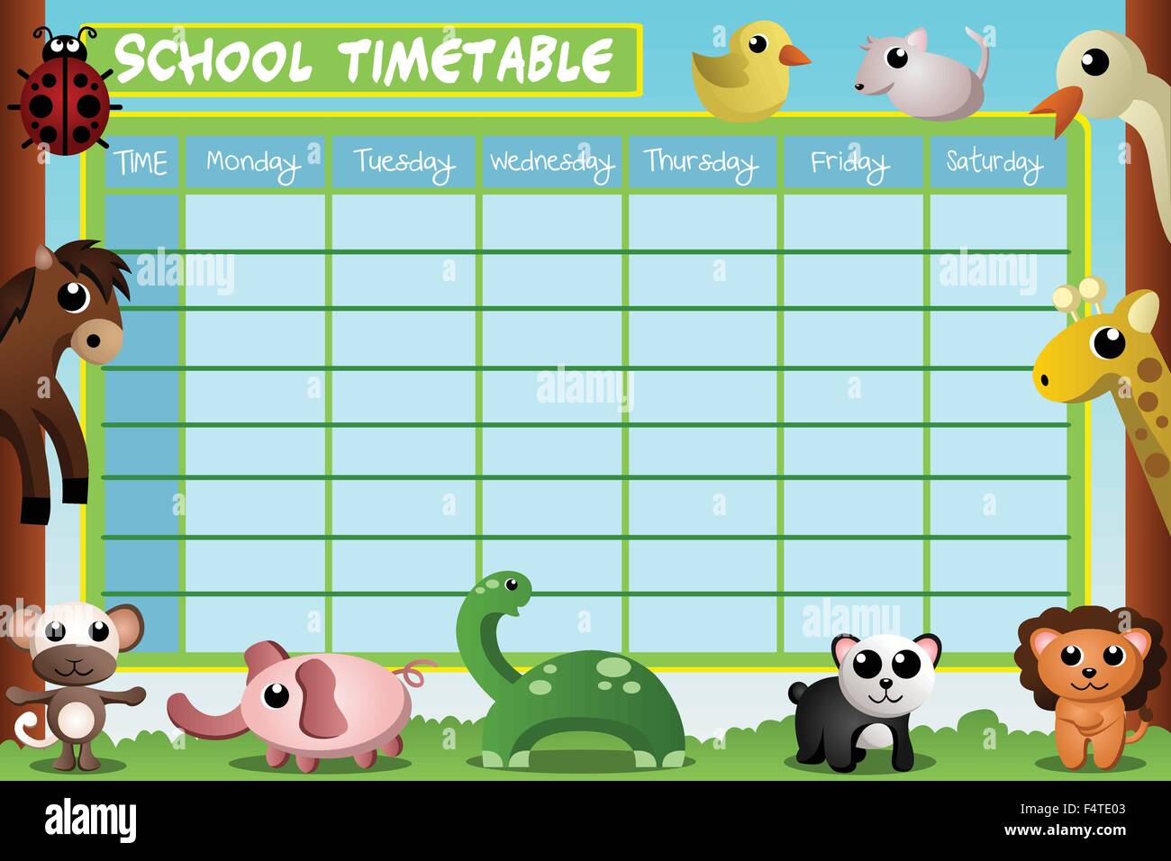 A vector illustration of school timetable design Stock Vector