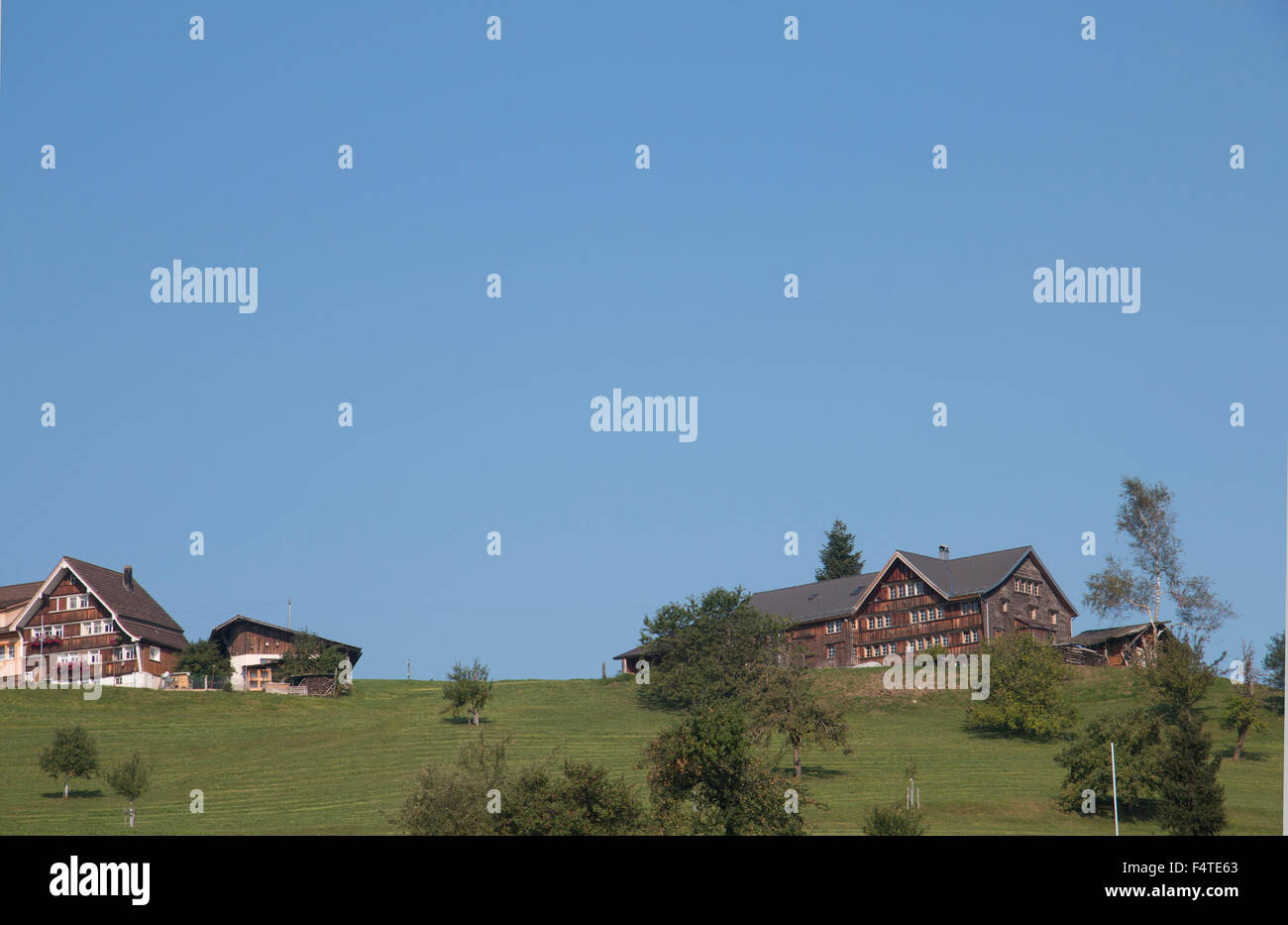 Switzerland, Europe, Stein, Appenzell  Ausserrhoden, farmhouse, hill, agriculture Stock Photo