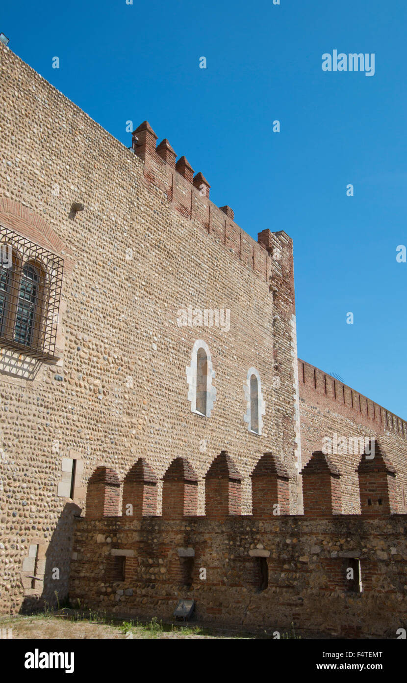 France, Europe, Perpignan, town, city, department Pyrenees-Orientals, Languedoc-Roussillon, castle, fortress, wall, palace, Pala Stock Photo