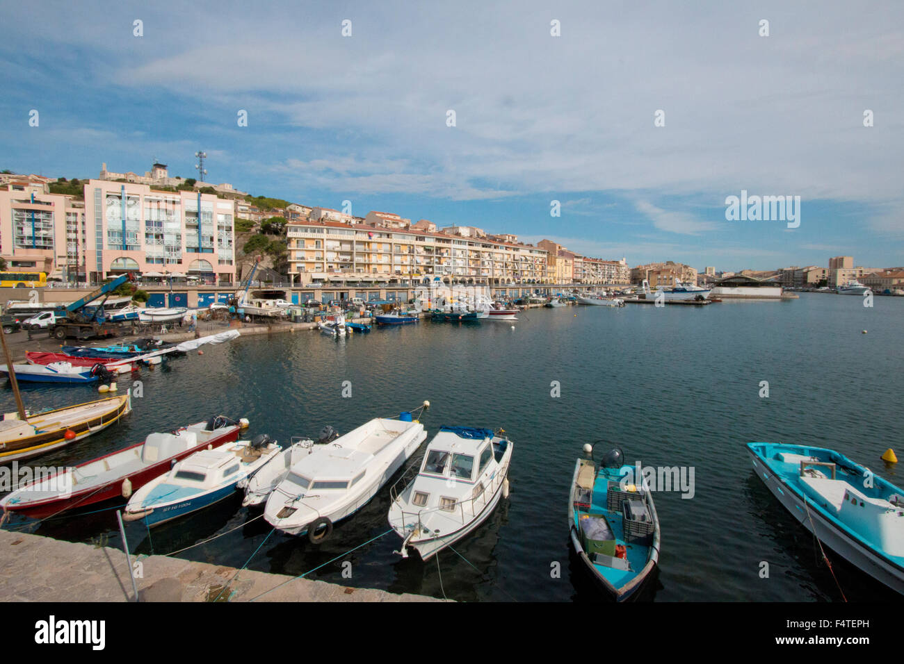 France, Europe, Sète, Languedoc-Roussillon, Herault, harbour, port, Vieux port, boats Stock Photo