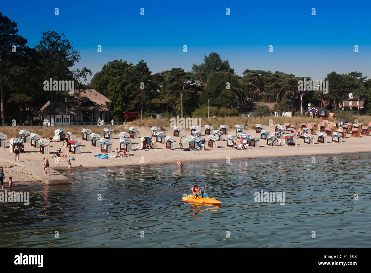 beach chair on the beach, seashore, of Niendorf, Timmendorf, beach, seashore, Lübecker Bucht, Ostsee, Schleswig-Holstein, Deutsc Stock Photo