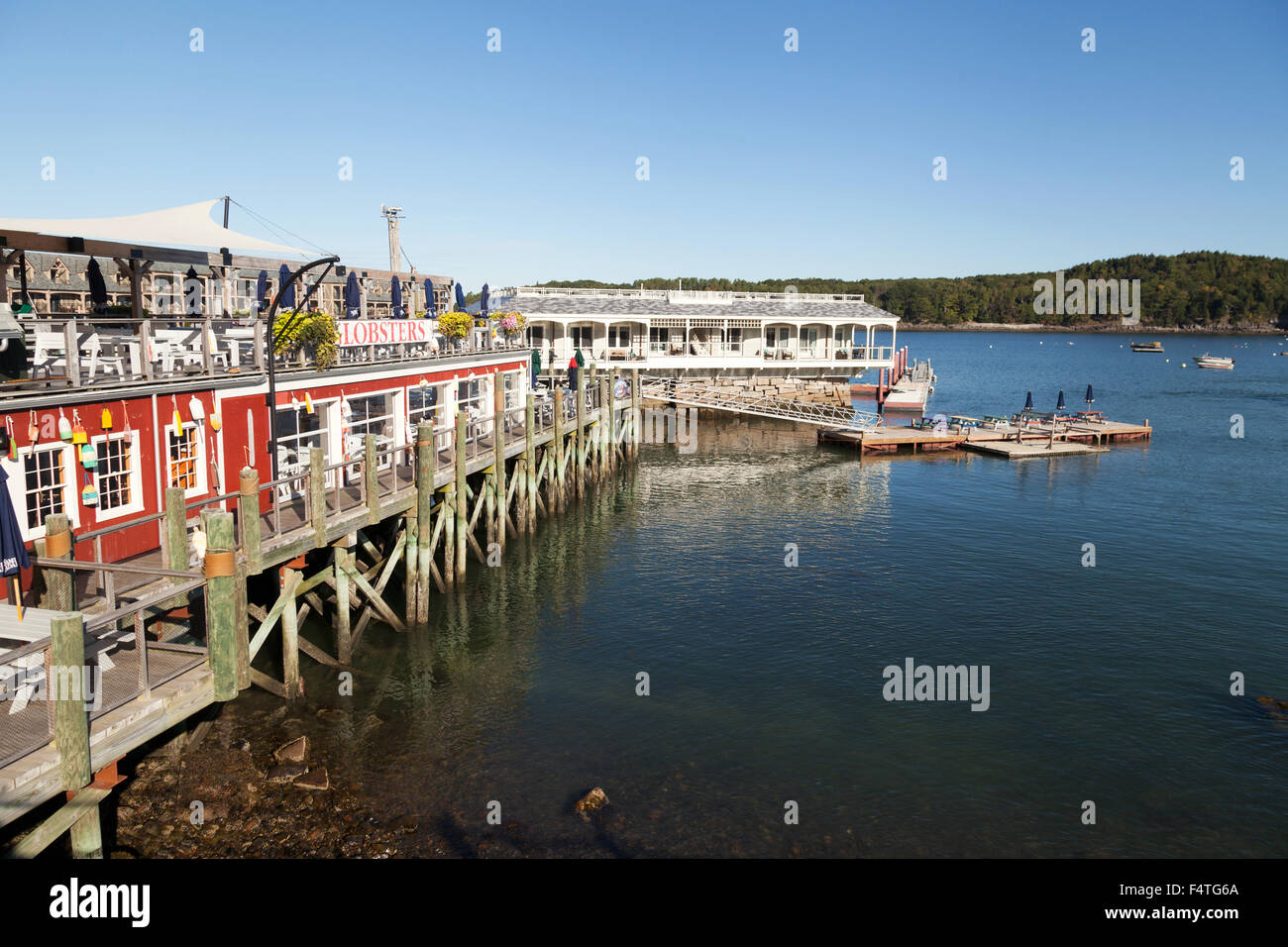 The jetty or quayside, Bar Harbor, Maine USA Stock Photo