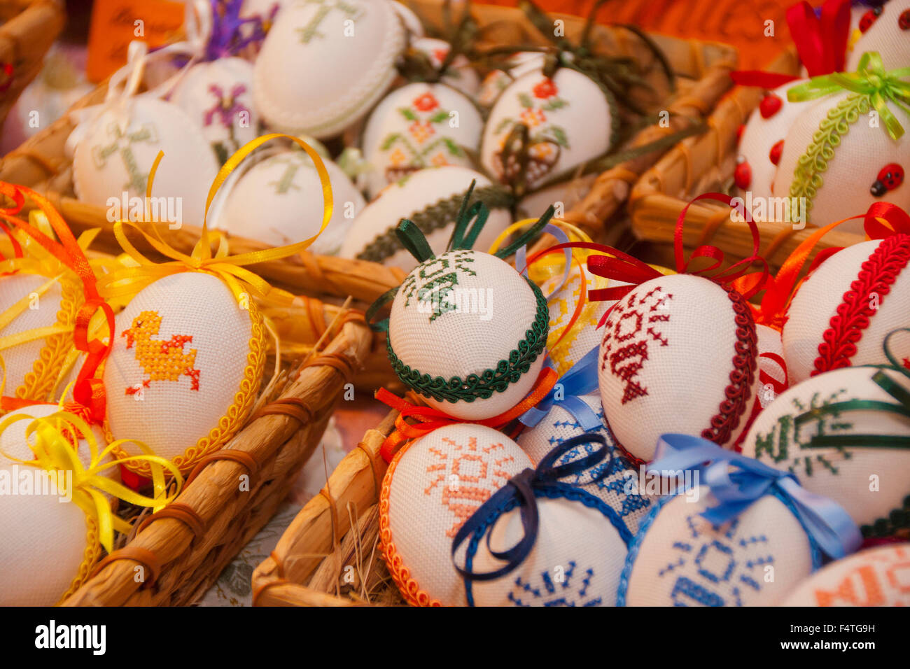 Bavaria, Germany, Easter market, custom, customs, tradition, art, culture, Easter, Easter egg, Easter eggs, egg, eggs, embroider Stock Photo