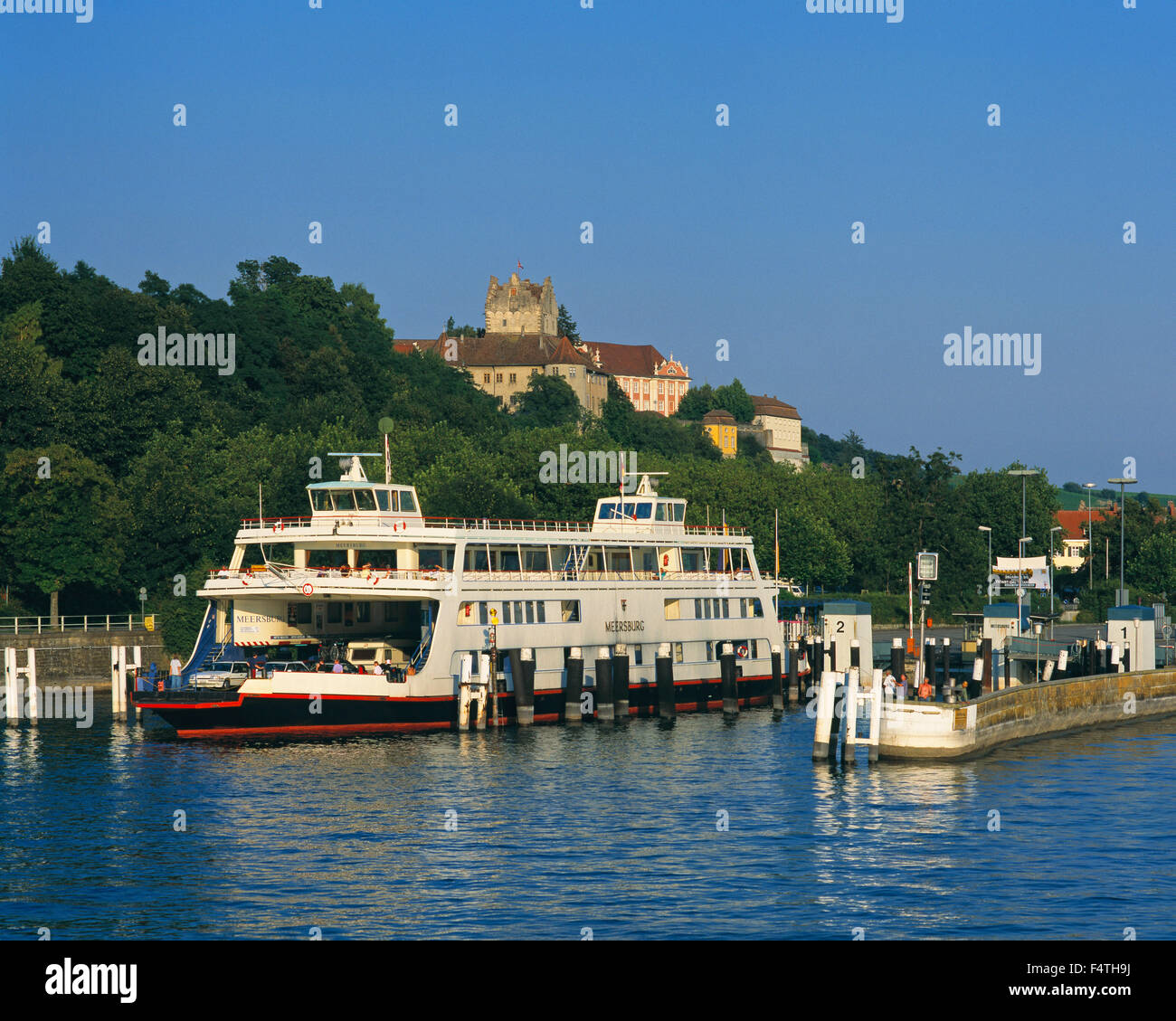 Germany, Europe, Baden-Wurttemberg, Meersburg, autoferry, autoferryboat, harbour, traffic, Lake of Constance, Linzgau, Stock Photo