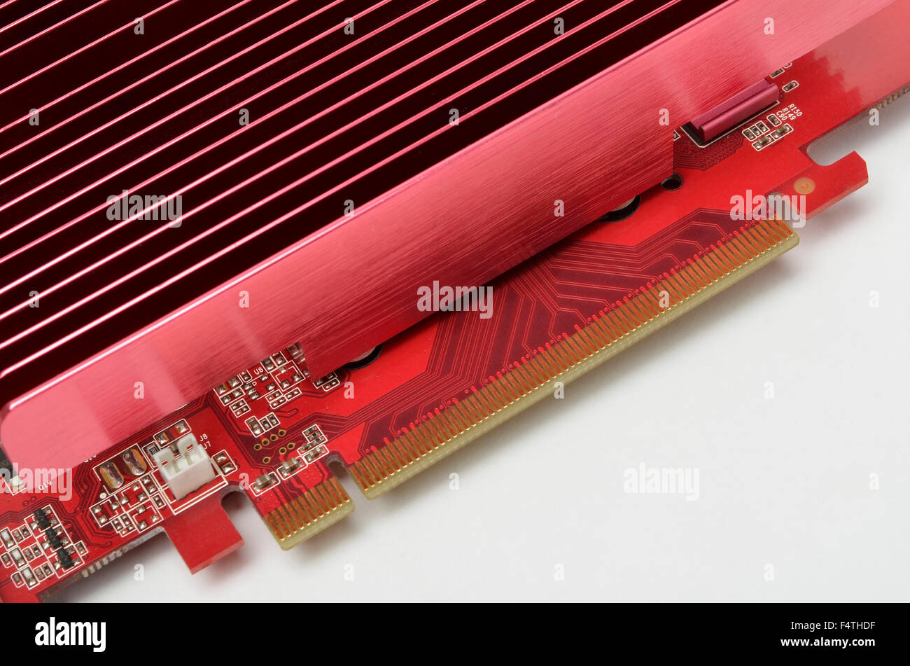 PCI Express X16 contacts and heat sink on a Gainward NVidia graphics card. Stock Photo