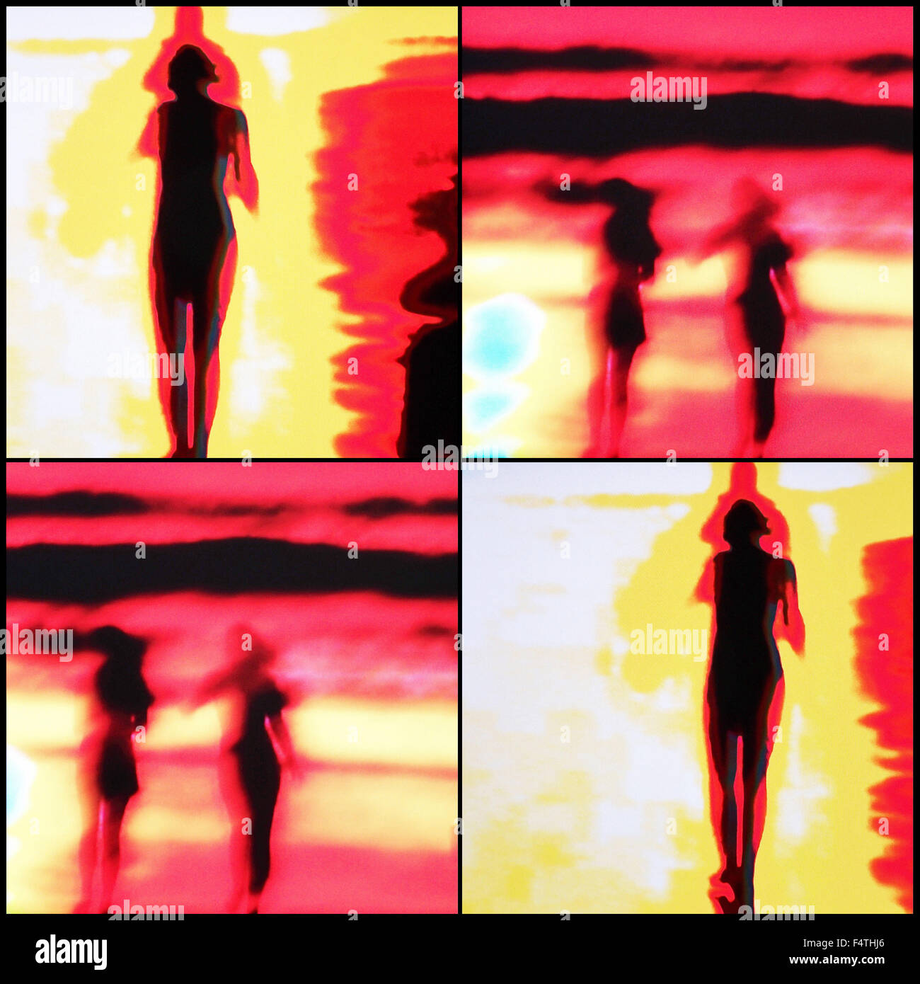 concepts, Composing, people, Red, Yellow, creative, silhouettes, women, wives, Stock Photo