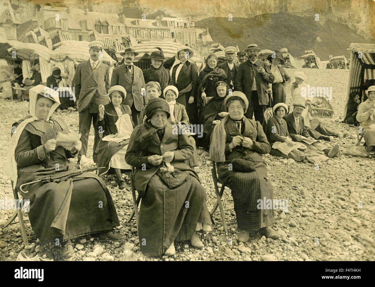 Large group of people on the beach, France Stock Photo