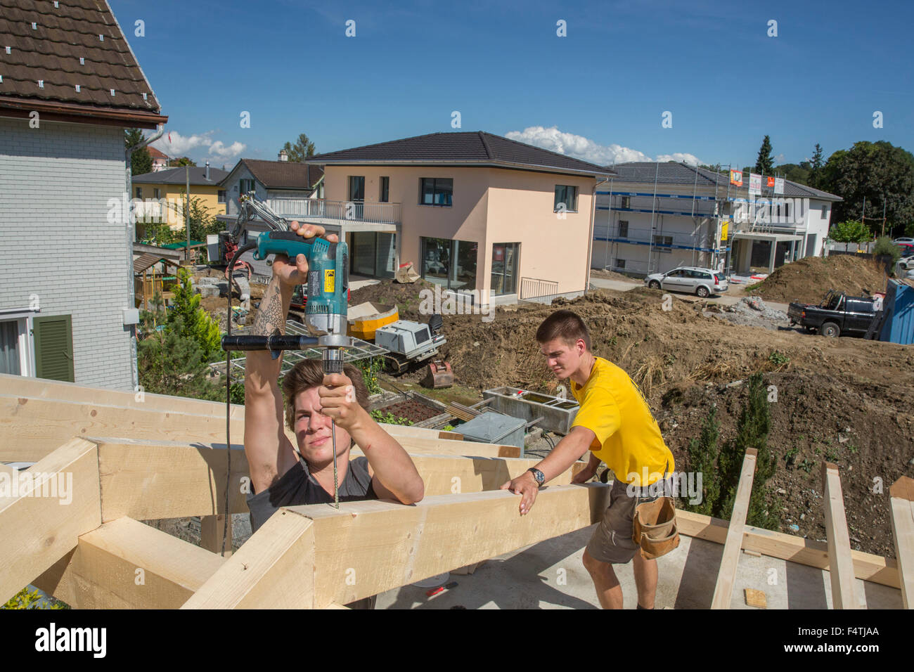 timber-frame construction, wooden building, Stock Photo
