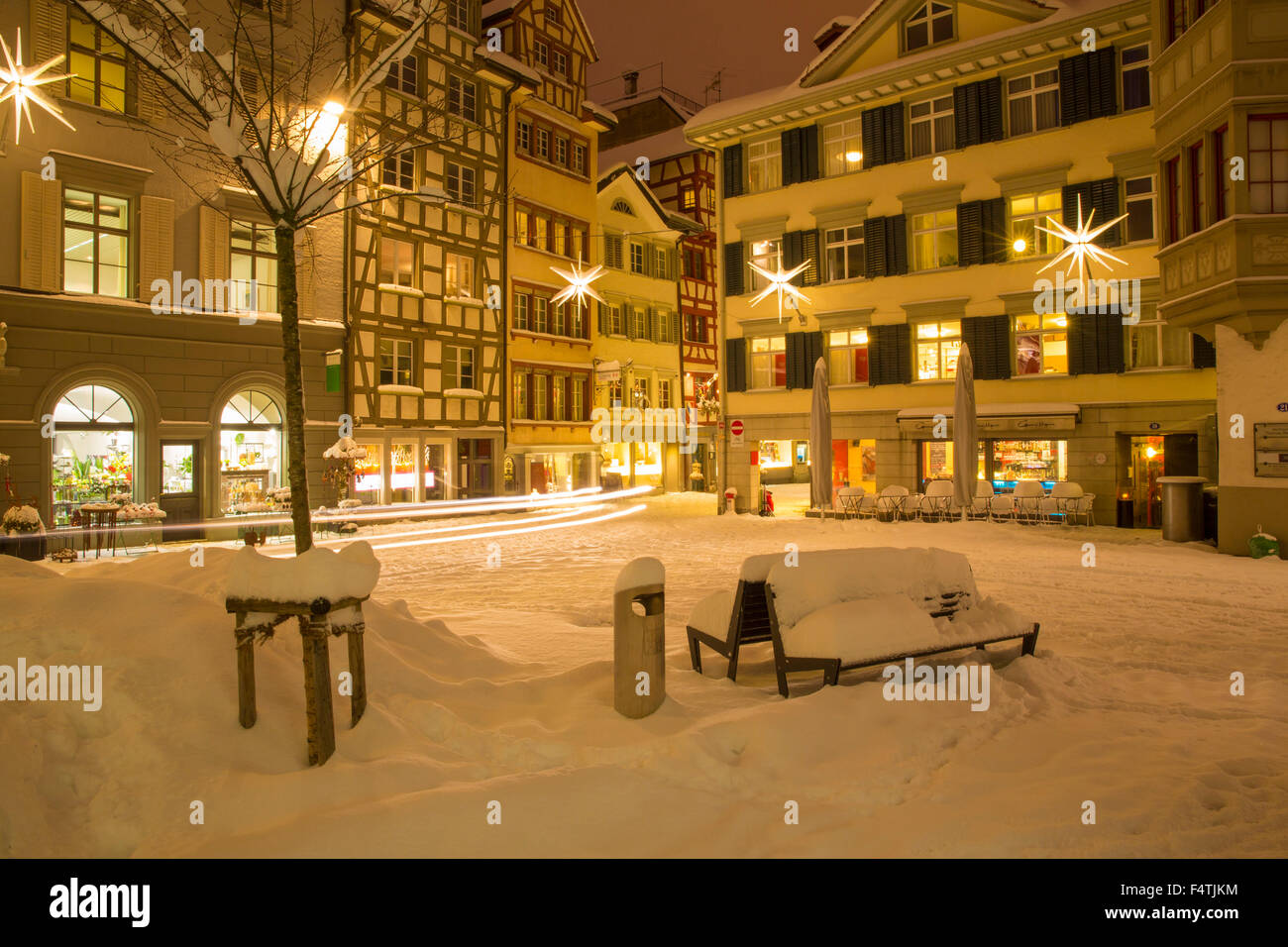 Schmiedgasse in St. Gallen, in winter, Stock Photo