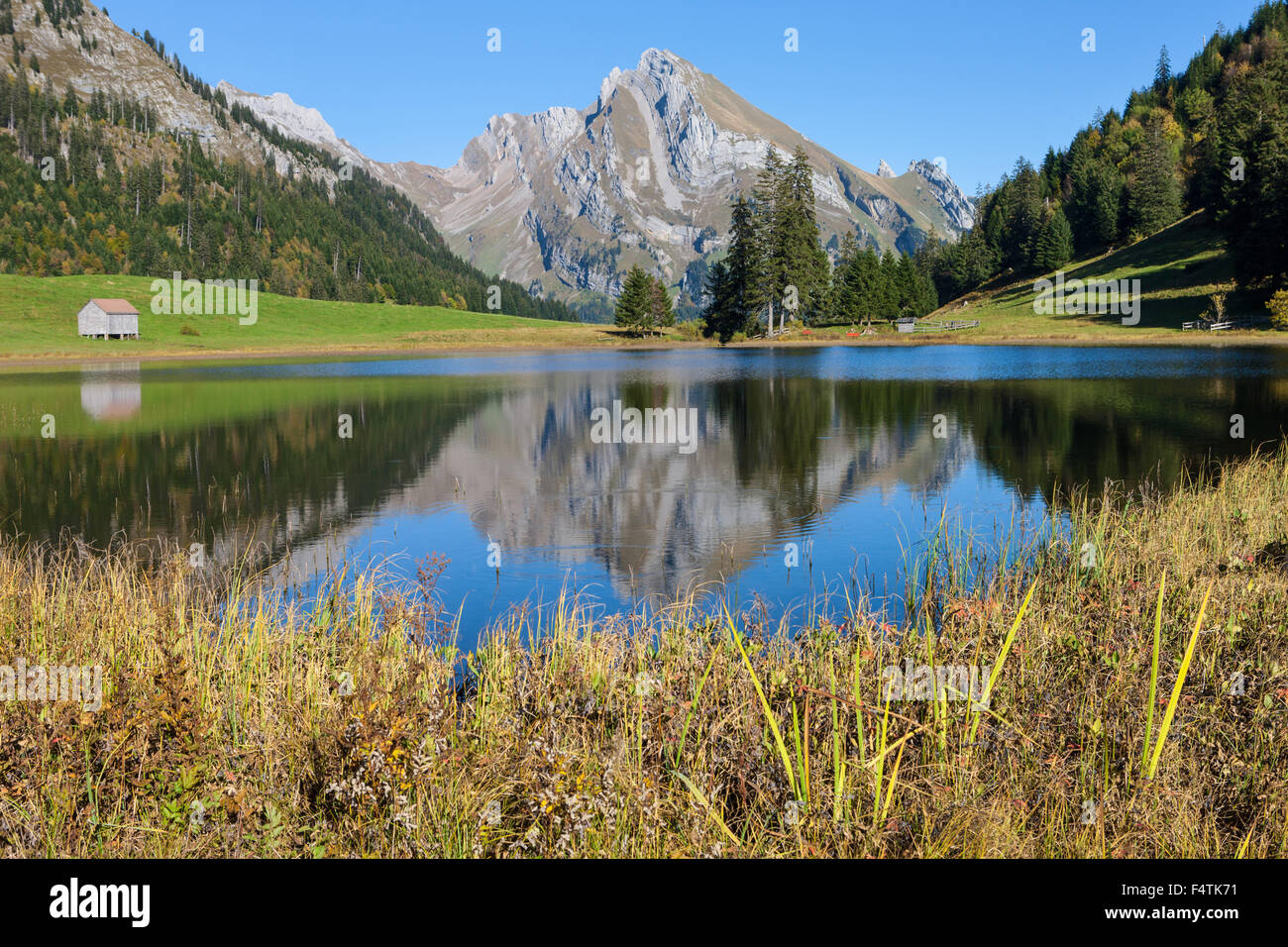 Gräppelensee, Switzerland, canton St. Gallen, Toggenburg, mountain lake ...