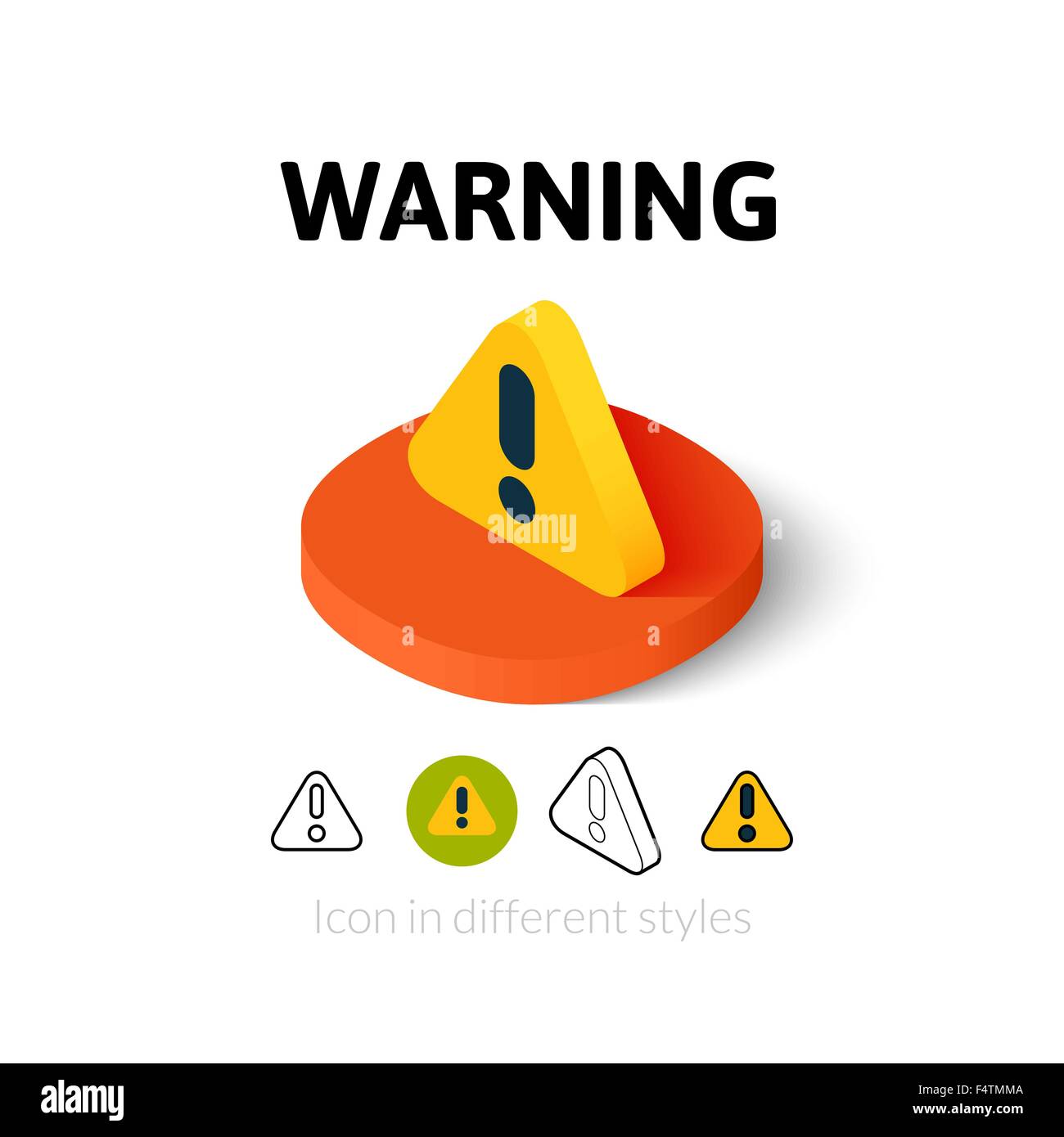 Warning icon in different style Stock Vector Image & Art - Alamy