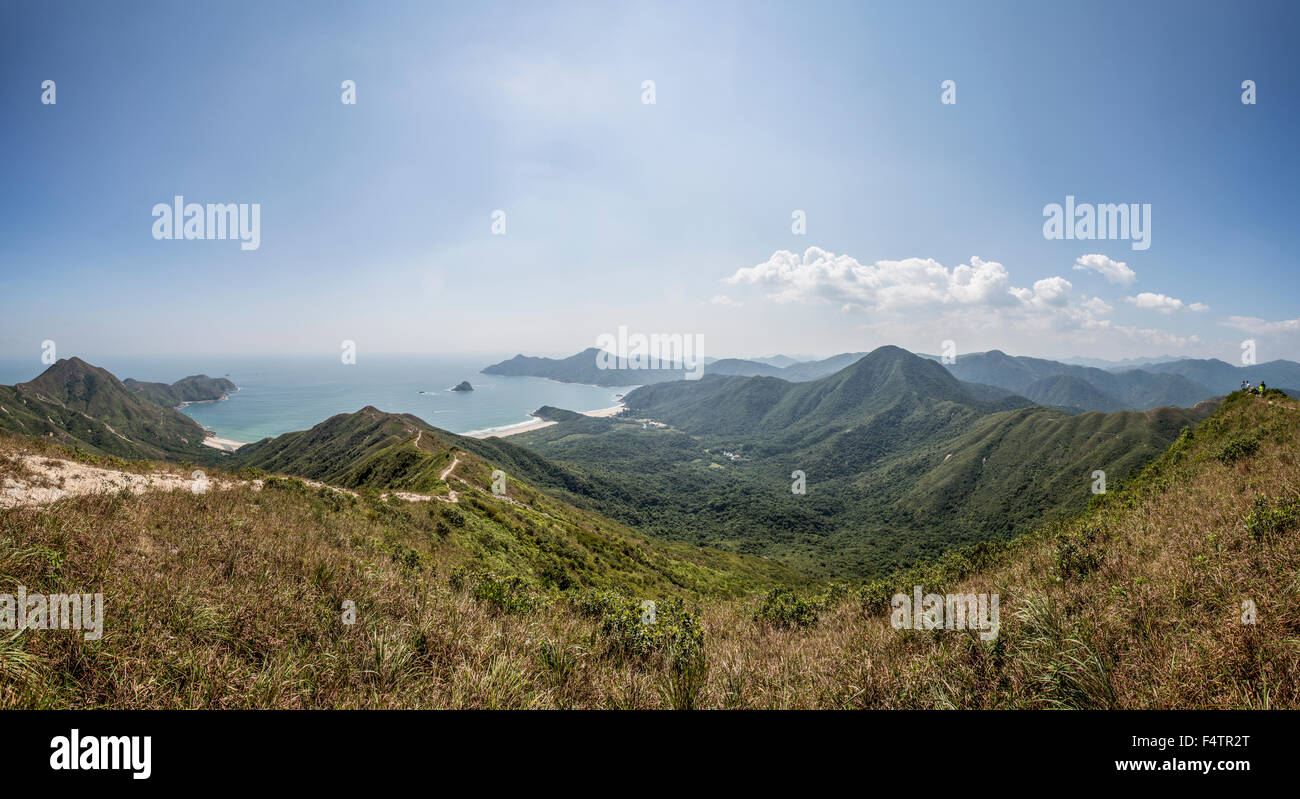 Hiking in New Territories, Hong Kong, via Sharp Peak, Ham Tim Beach and Tai Long Wan. Stock Photo