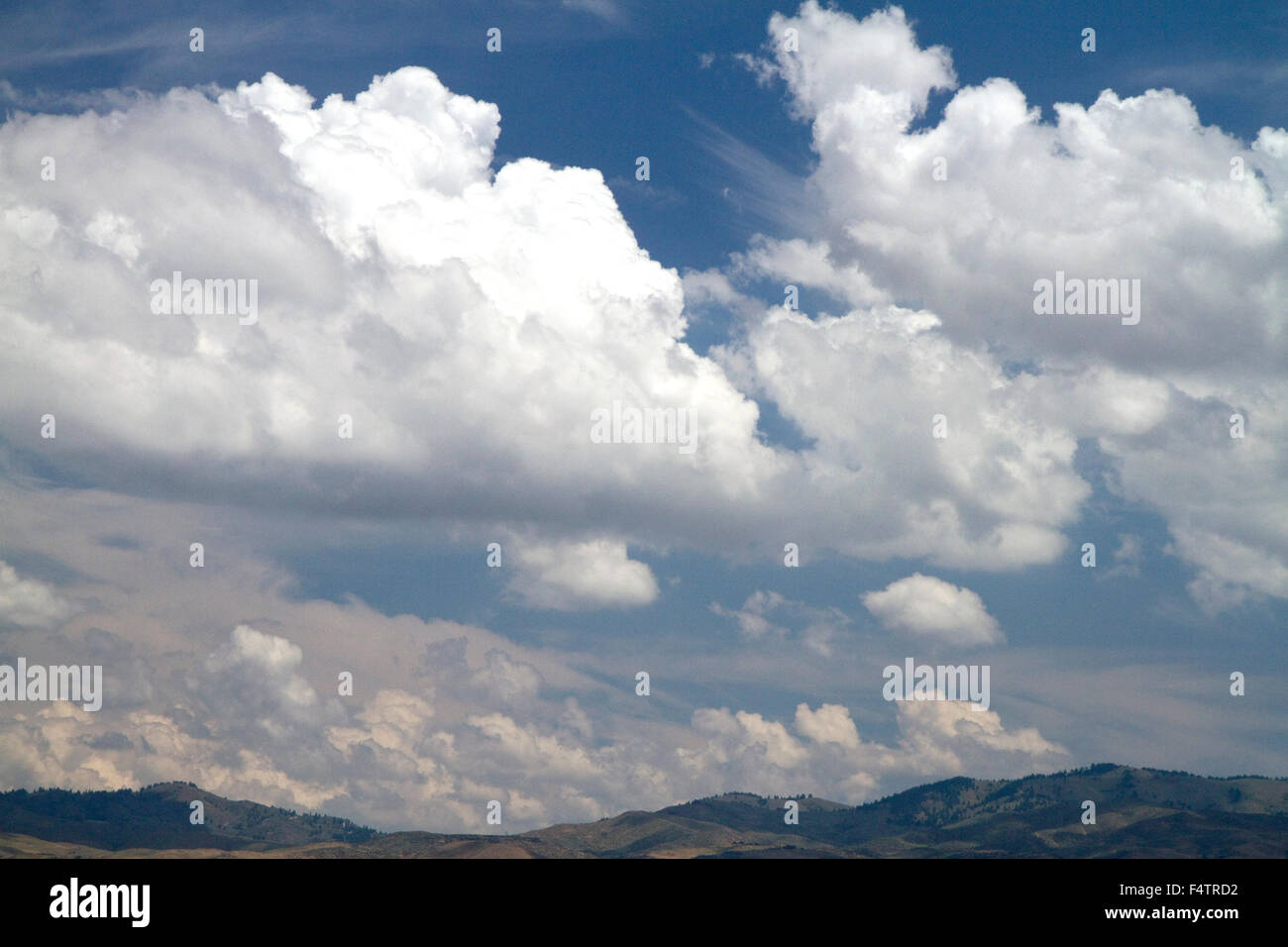 Cumulus clouds in the sky above Boise, Idaho, USA. Stock Photo