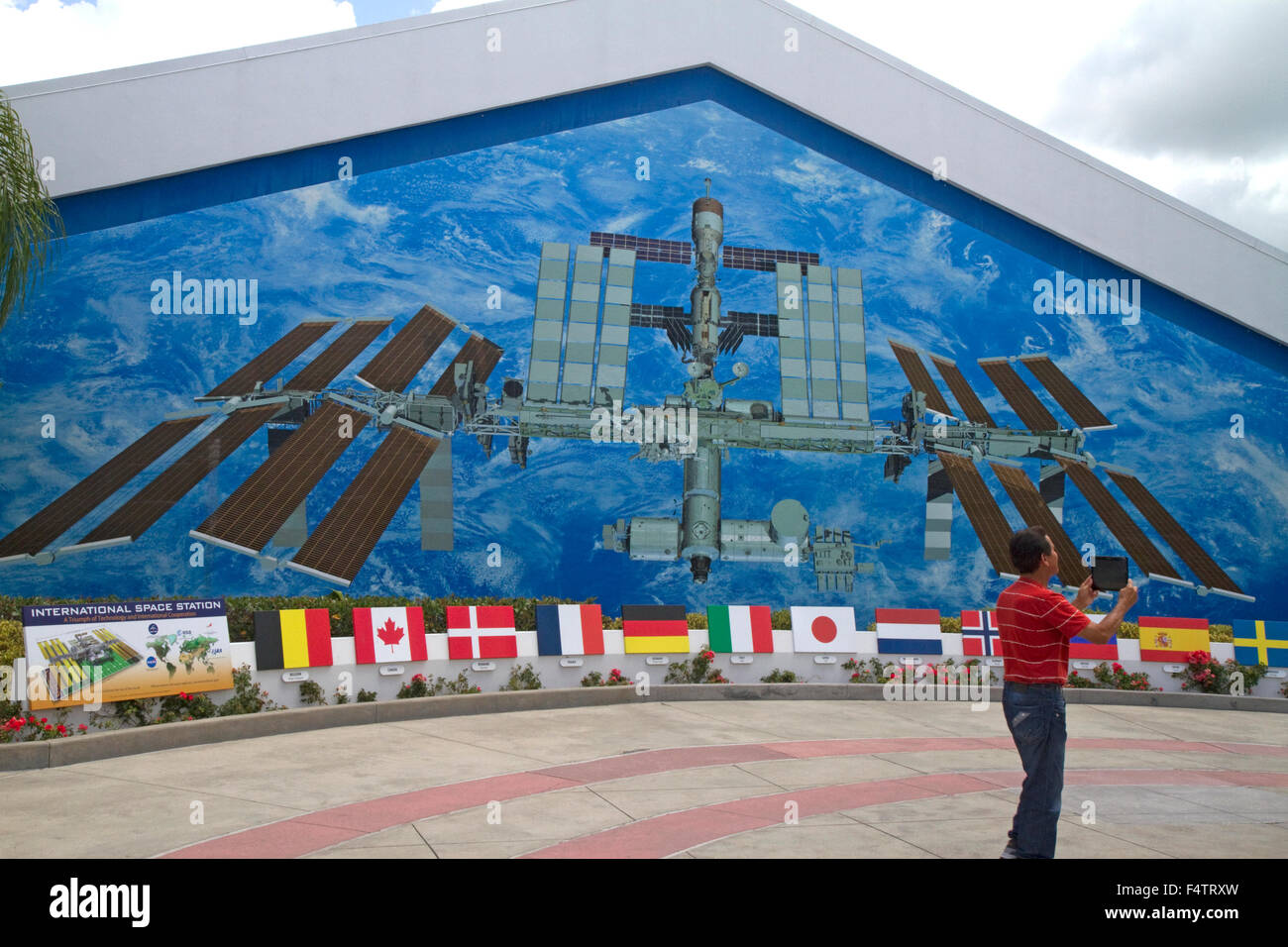 Mural of the international space station at John F. Kennedy Space Center, Merritt Island, Florida, USA. Stock Photo