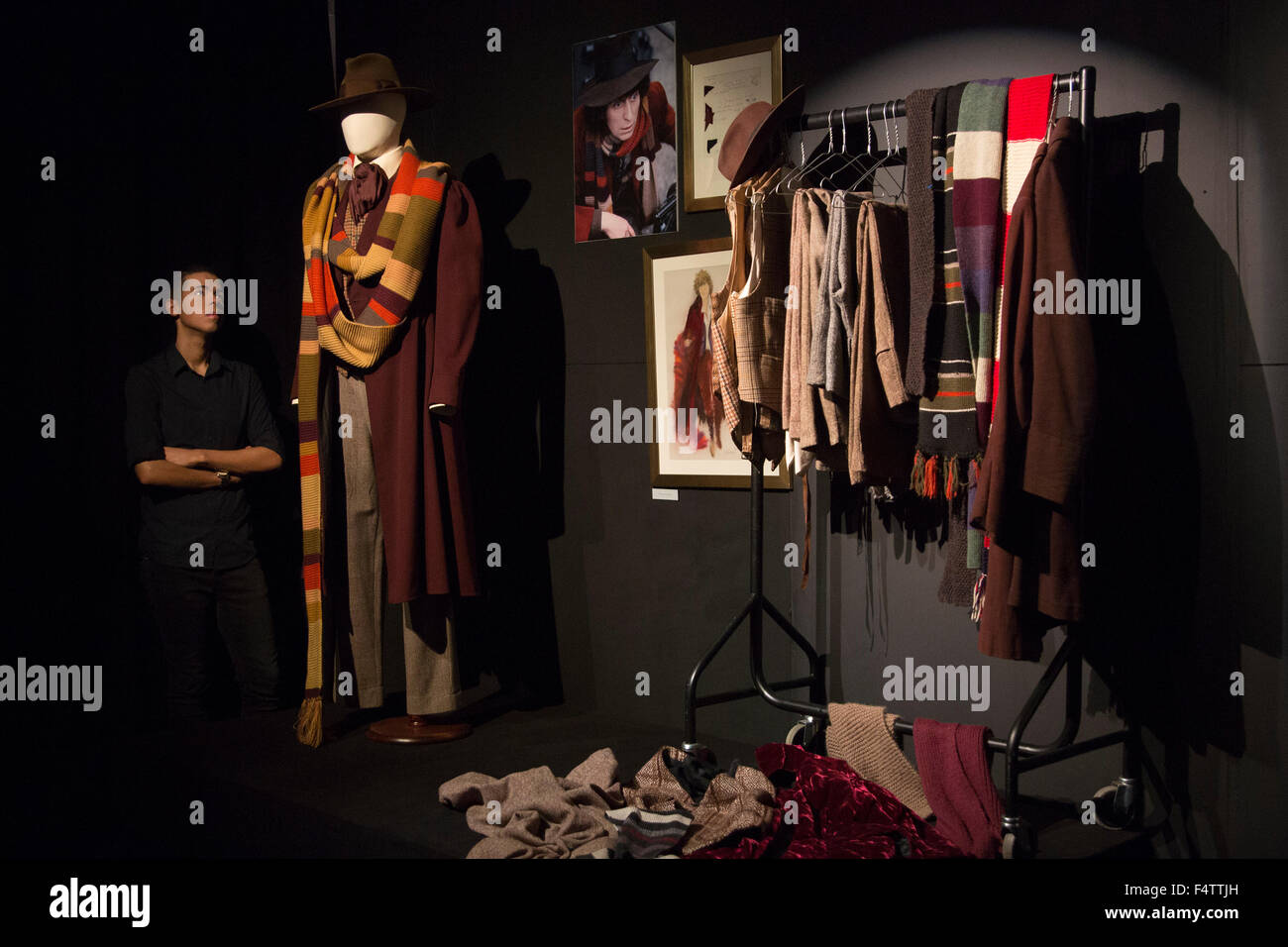 London Uk 22 10 15 Costumes Worn By The 4th Doctor Tom Baker Stock Photo Alamy