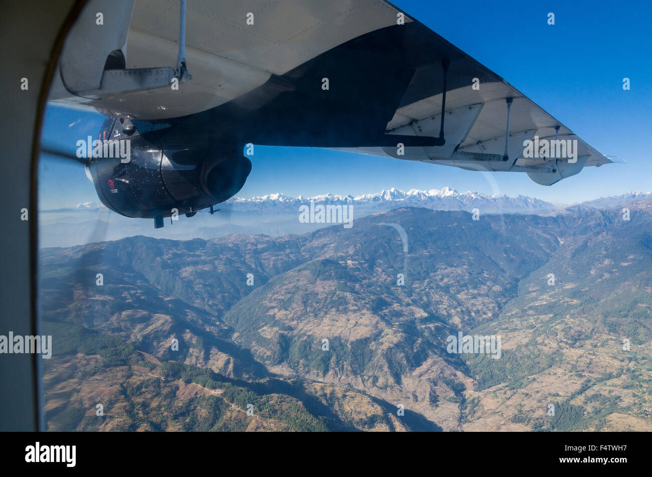 Aerial view on Langtang Himal in the distance Stock Photo