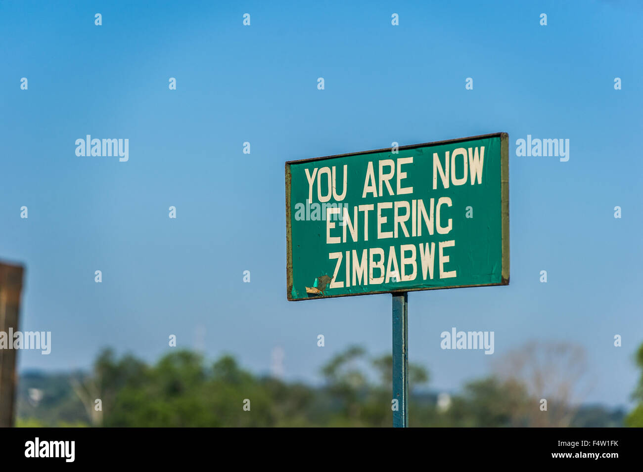 Victoria Falls, Zimbabwe Sign on the border of Zimbabwe Stock Photo Alamy
