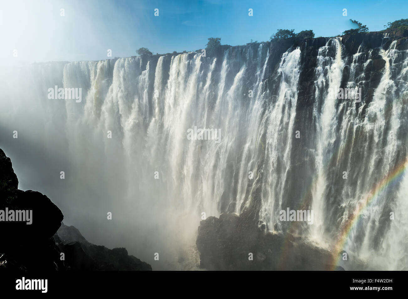 LIVINGSTONE, ZAMBIA, AFRICA - Victoria Falls (Mosi-oa-Tunya) , Worlds largest waterfall , on the Zambezi River Stock Photo