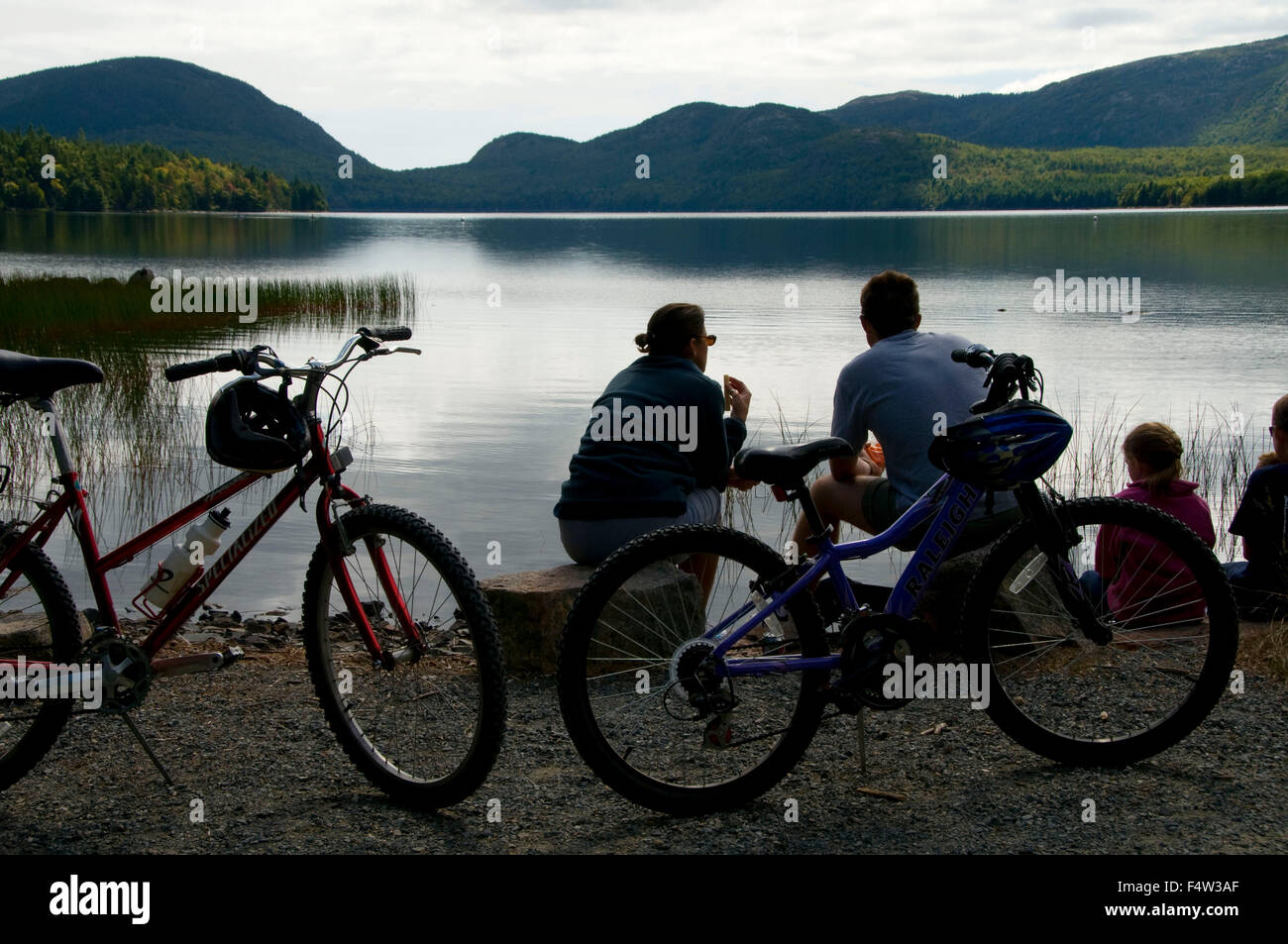 Bikes by Jordan Pond, Acadia National Park, Maine Stock Photo Alamy