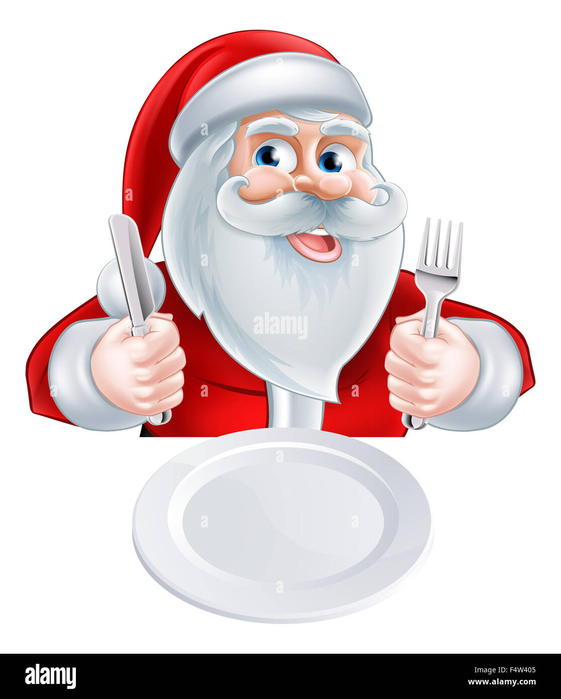 A Christmas Cartoon Illustration Of Santa Claus Ready For His Christmas Meal Stock Photo Alamy