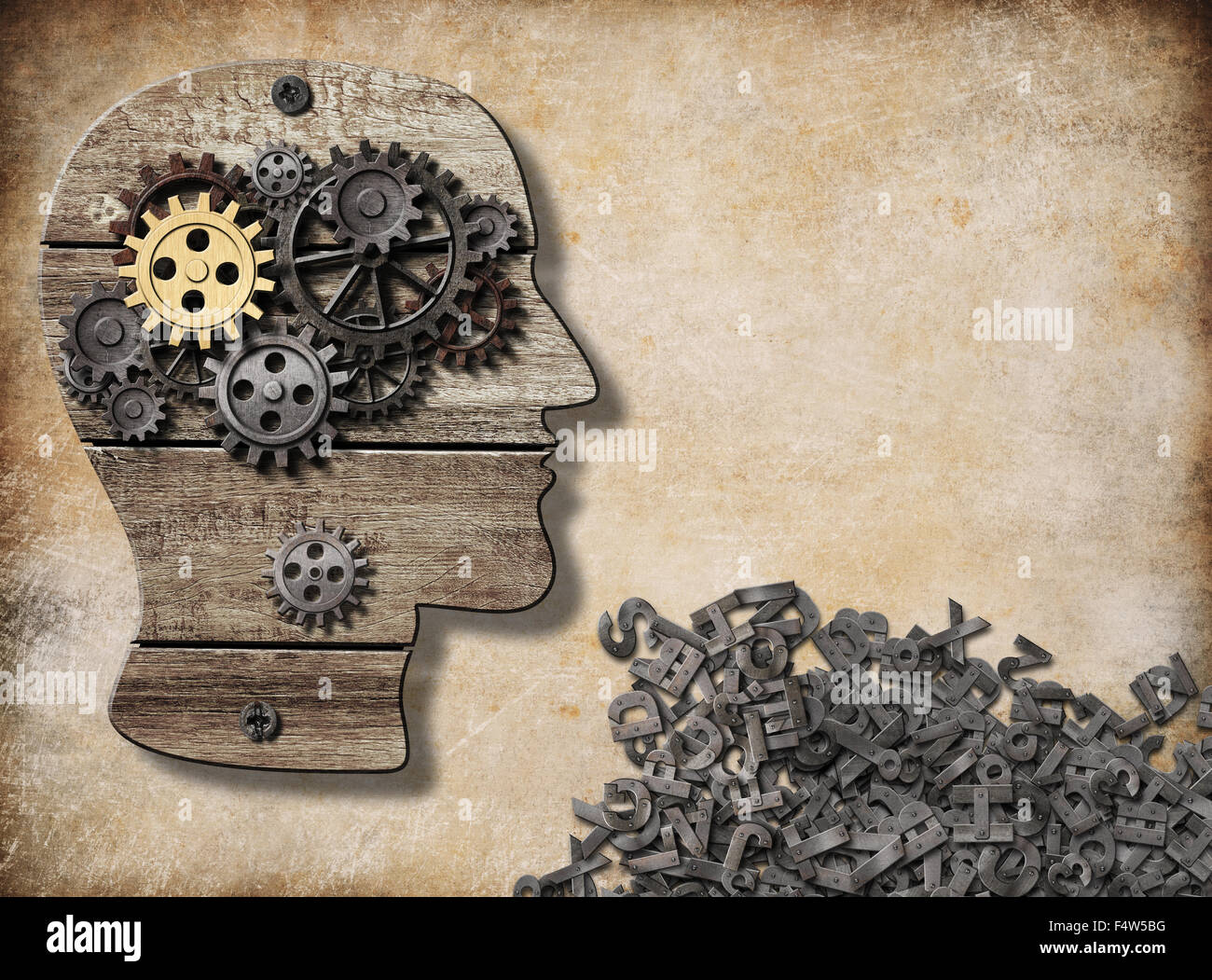 mental and verbal activity, brain model concept Stock Photo - Alamy