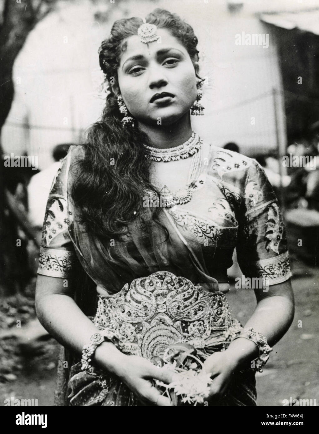 The Indian actress Nirupa Roy wearing a traditional Indian dress Stock