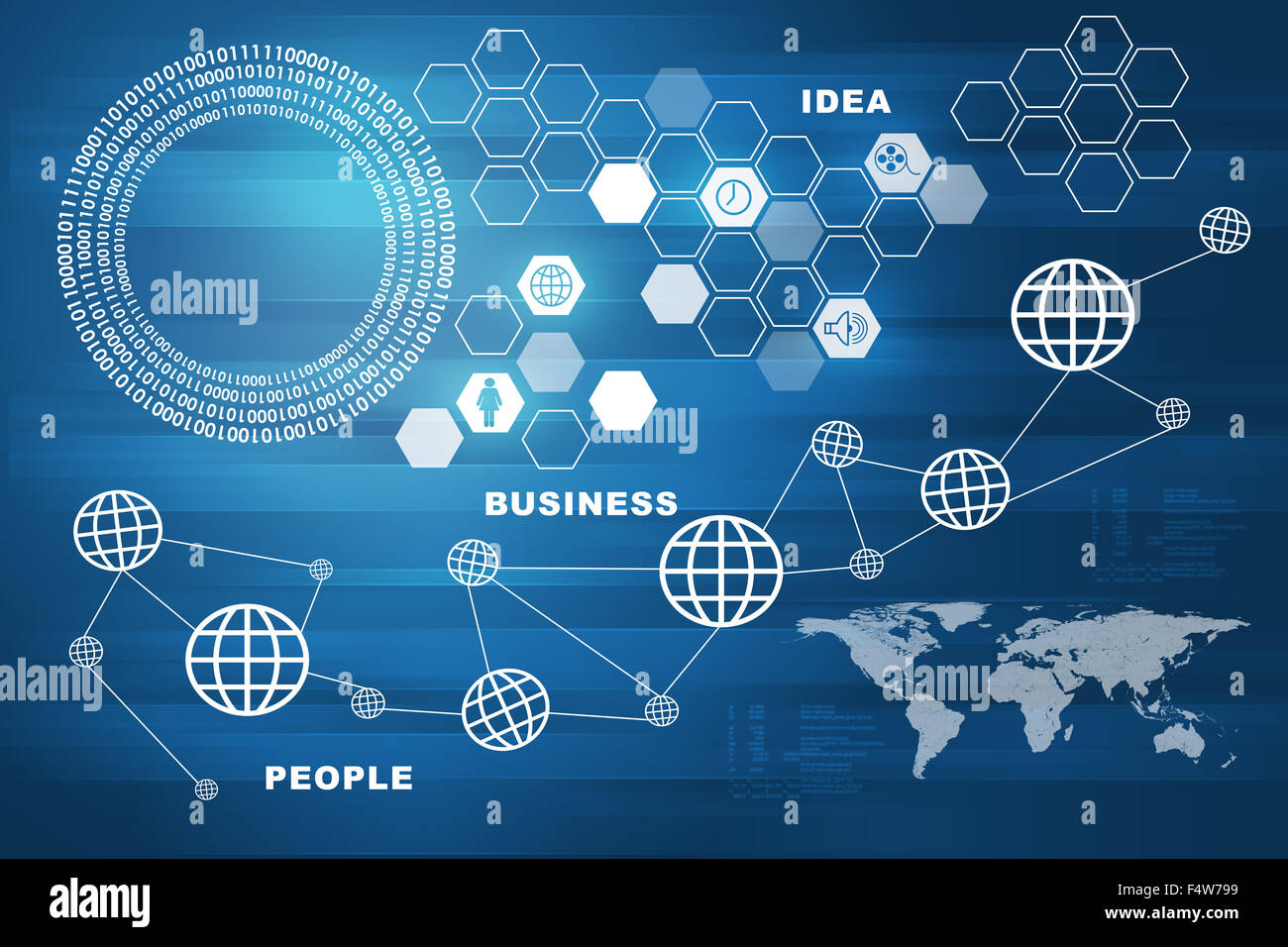 Abstract blue background with computer icons Stock Photo - Alamy