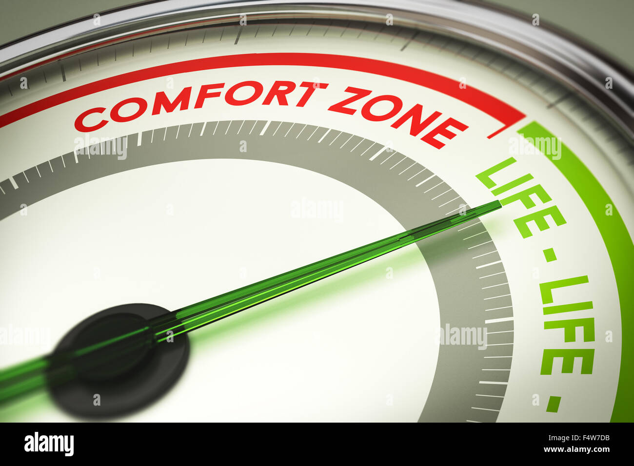 dial with the text confort zone and life. Concept illustration of life changes and motivation. Stock Photo