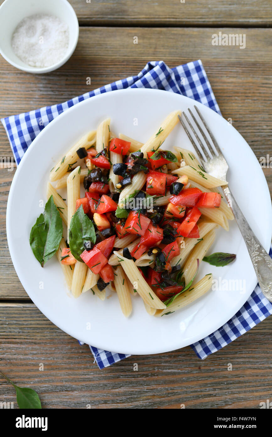 pasta wti tomato sauce on plate Stock Photo