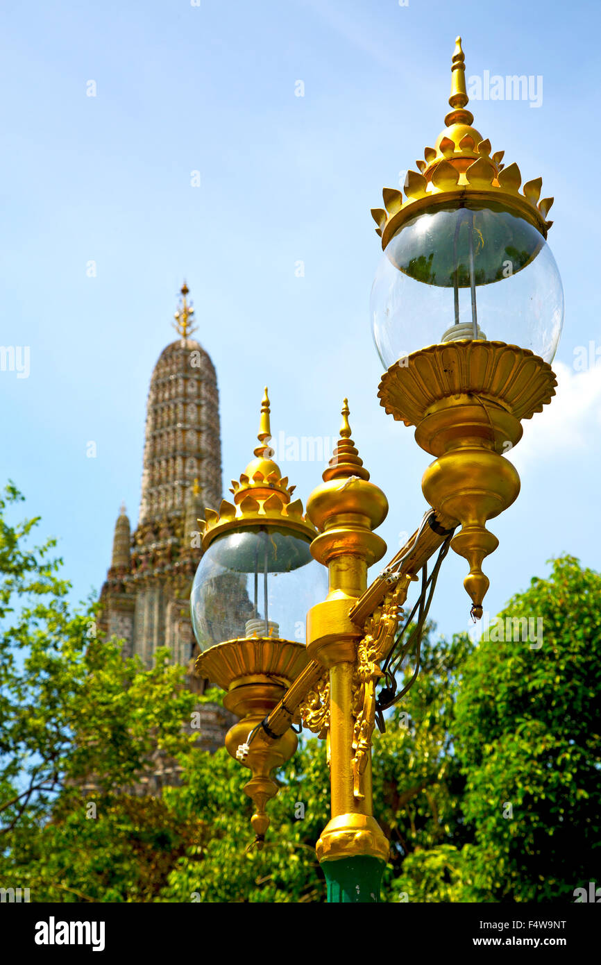 bangkok thailand street lamp in the sky palaces temple abstract sunny ...