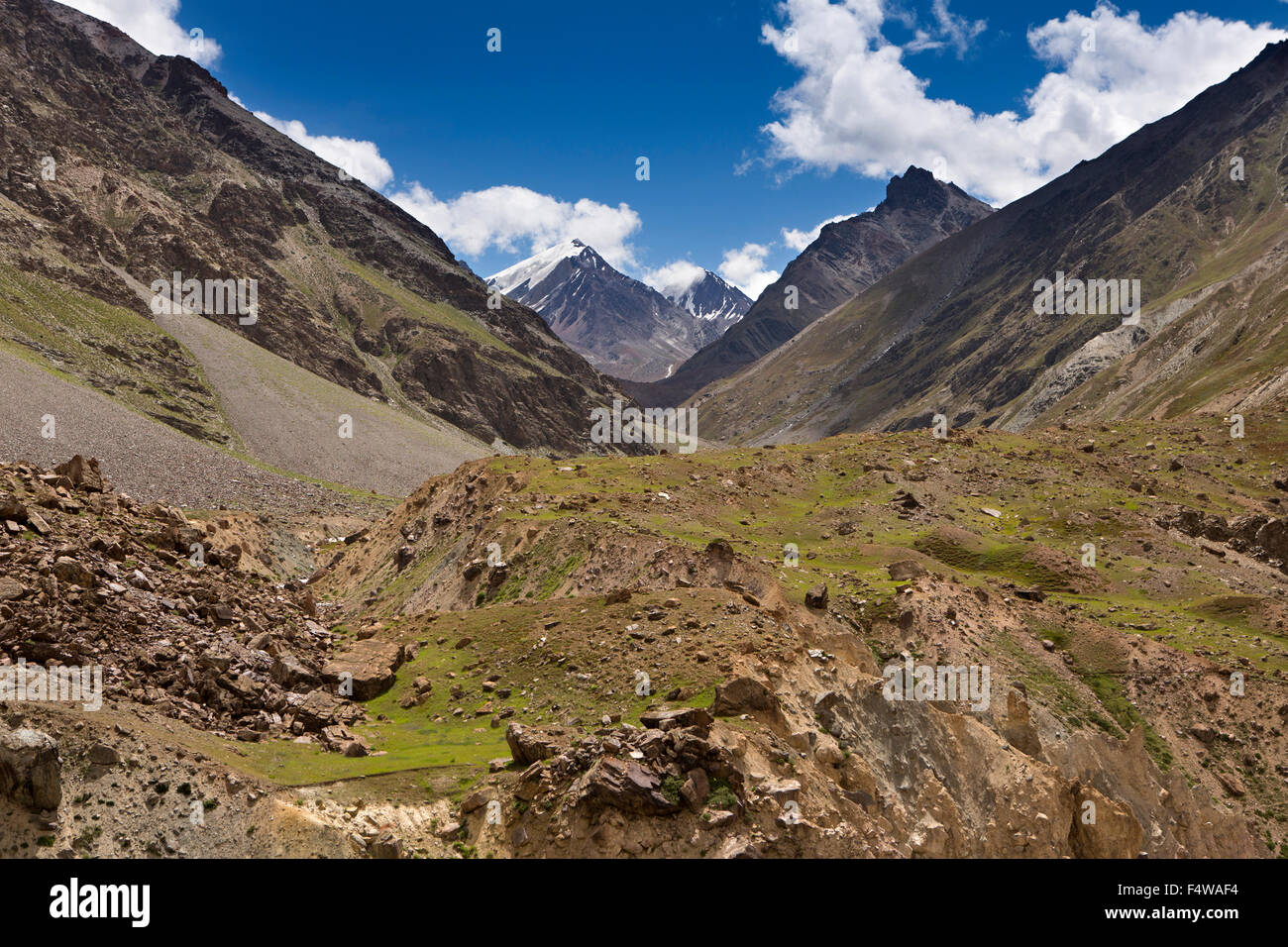 India, Himachal Pradesh, Lahaul and Spiti, Darcha, scree slopes and