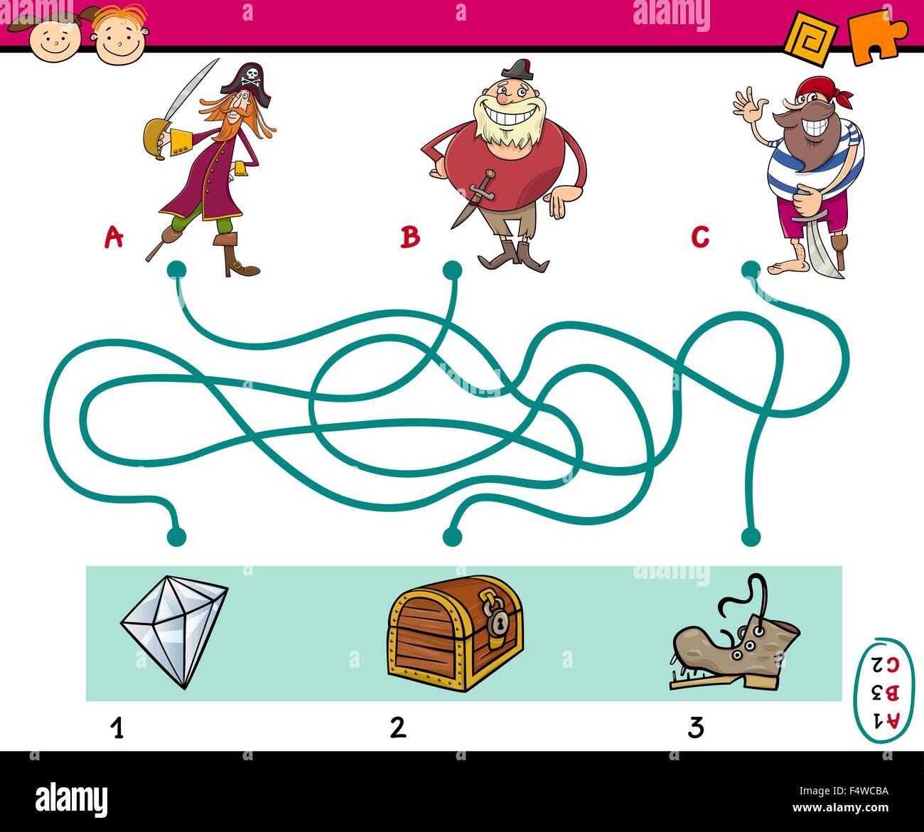 Vector maze game funny pirate hi-res stock photography and images - Alamy