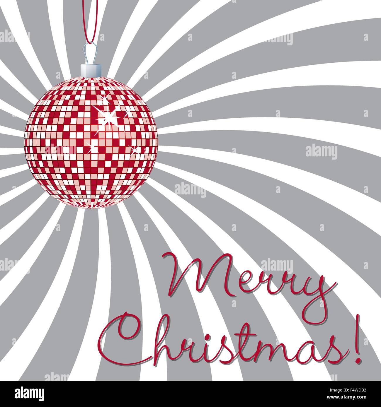 Merry Christmas disco ball card in vector format Stock Vector Image