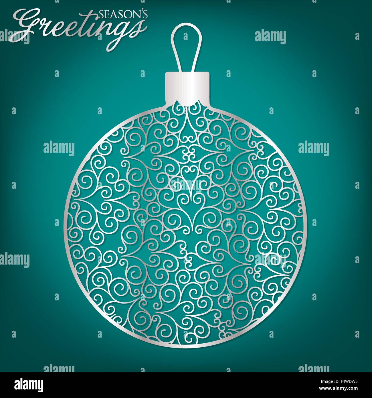 Elegant filigree Christmas card in vector format. Stock Vector